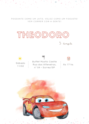 Convite Digital Carros Disney
