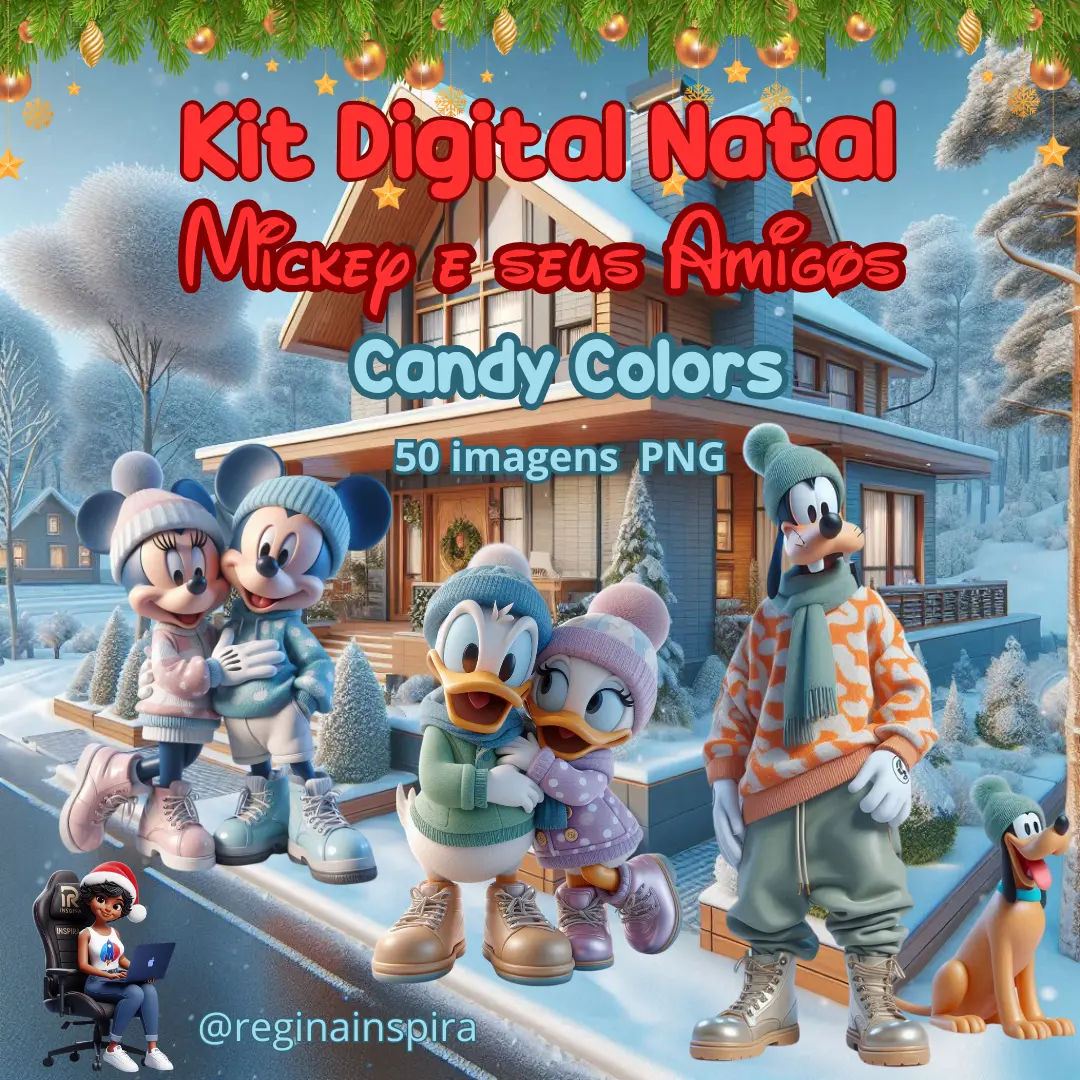Kit Digital "Mickey e seus Amigos - Natal Candy Color" - Imagem 1