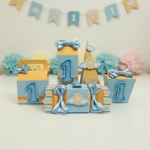 Kit de Festa Caixas Personalizadas Tema Minha Primeira Volta ao Sol