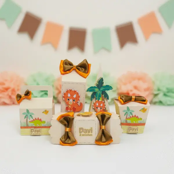 Kit de Festa Caixas Personalizadas Tema Dinossauro Baby